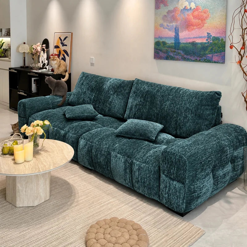 Custom Sofa Slipcover — Blossom · Regal Peacock