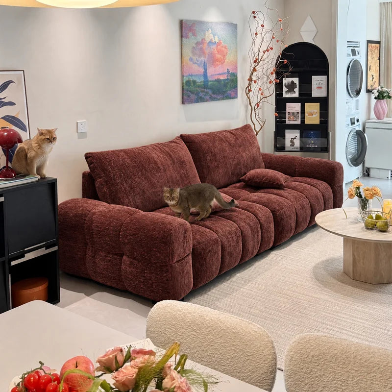 Custom Sofa Slipcover — Blossom · Terracotta Rouge