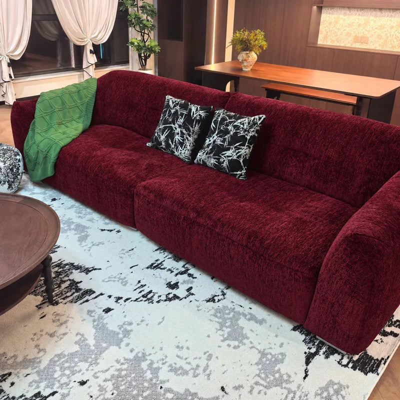 Custom Sofa Slipcover — Blossom · Velvet Merlot