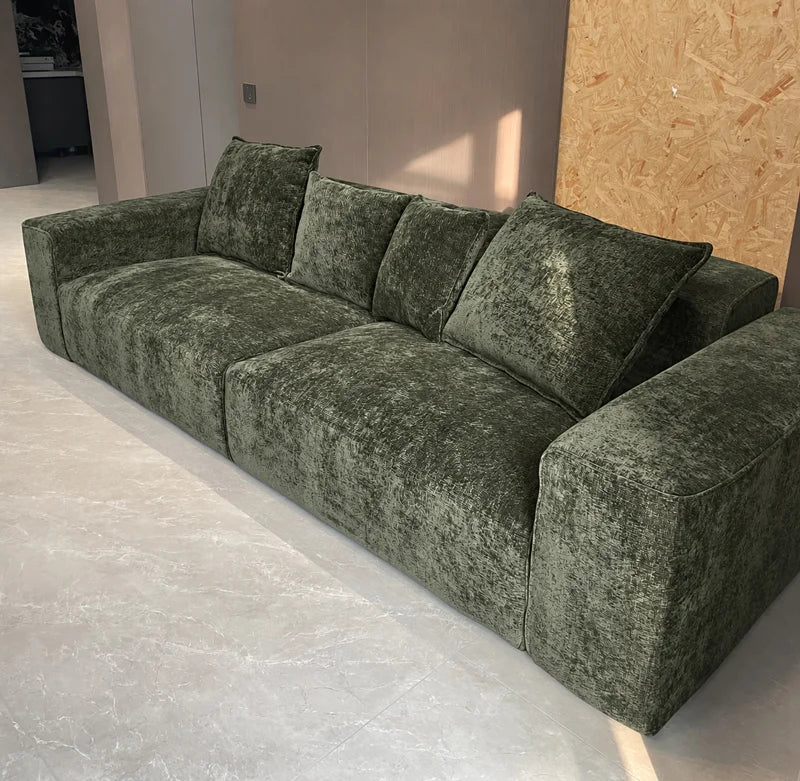 Custom Sofa Slipcover — Blossom · Verdant Avocado