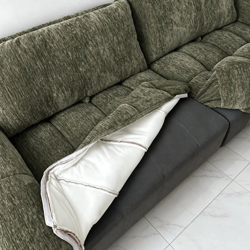 Custom Sofa Slipcover — Blossom · Verdant Avocado
