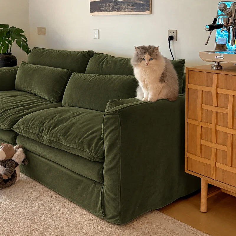 Custom Sofa Slipcover — Performance HH200 · Avocado Green