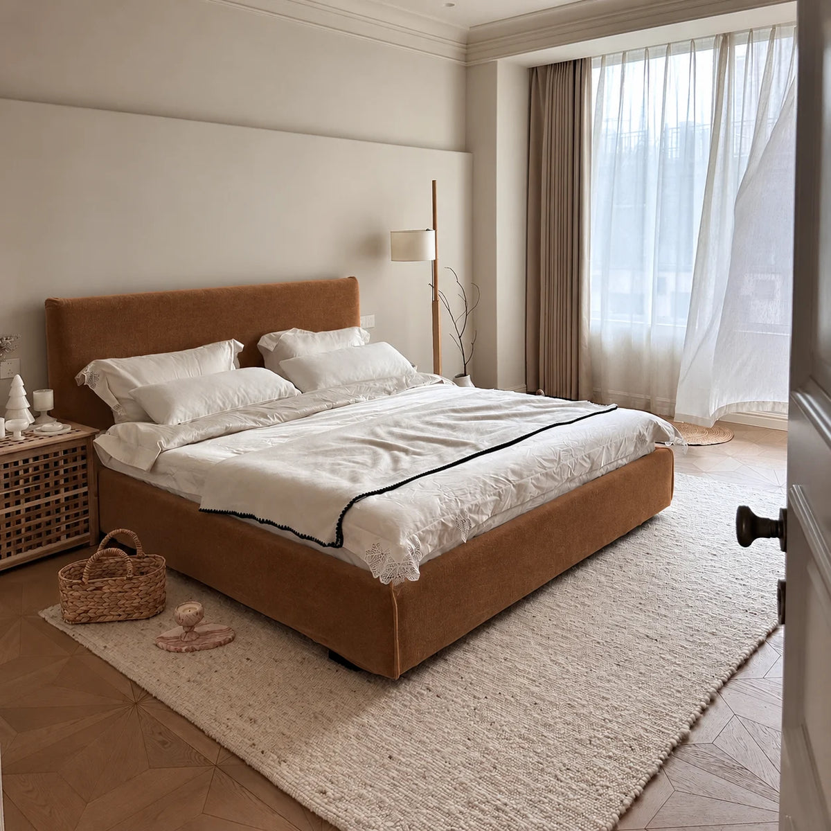Custom Bed Frame Cover — Performance HH200 · Chestnut Brown