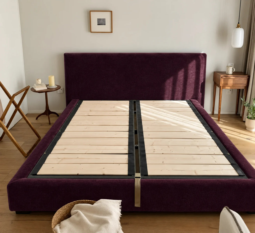 Custom Bed Frame Cover — Performance HH200 · Deep Burgundy Plum