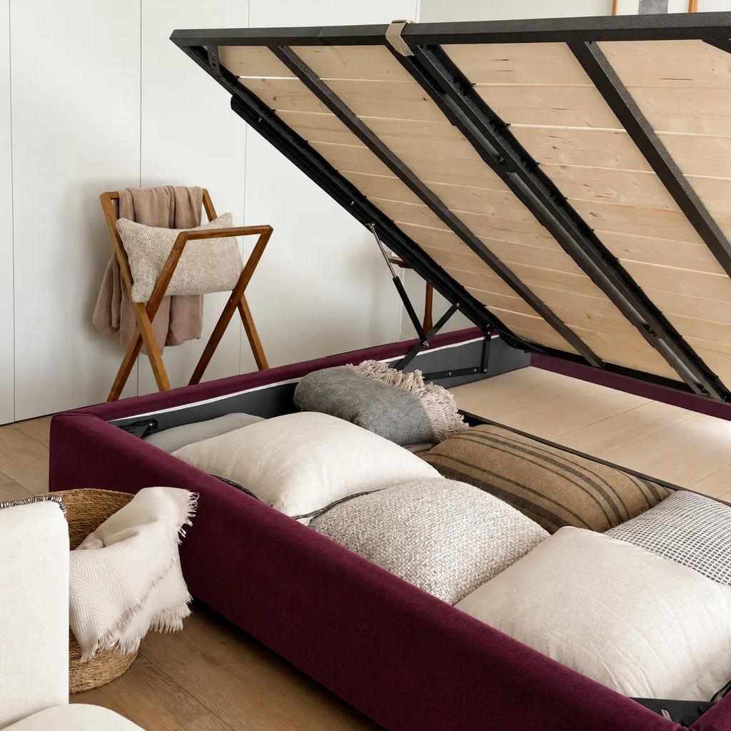 Custom Bed Frame Cover — Performance HH200 · Deep Burgundy Plum