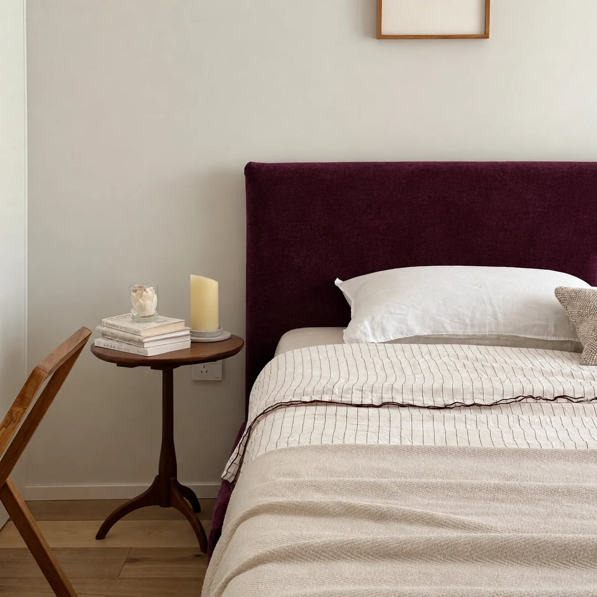 Custom Bed Frame Cover — Performance HH200 · Deep Burgundy Plum
