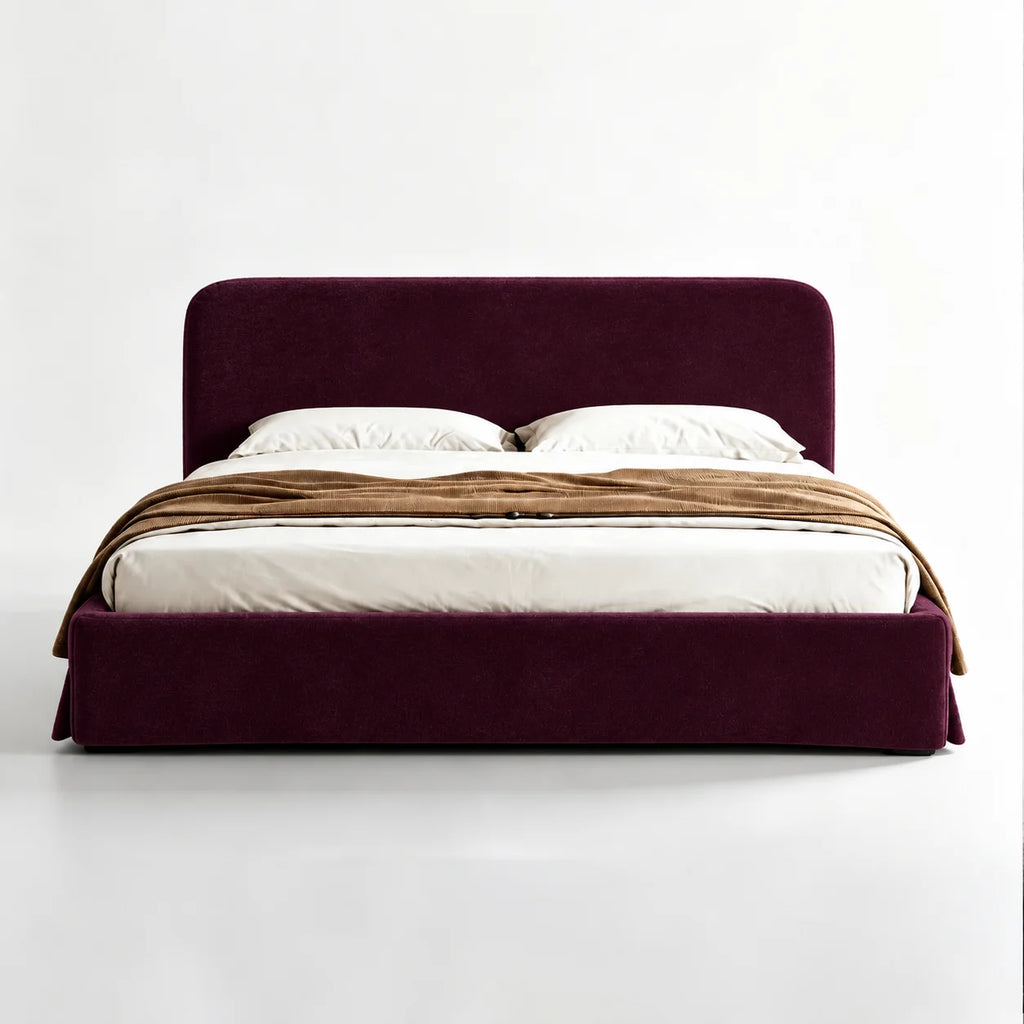 Custom Bed Frame Cover — Performance HH200 · Deep Burgundy Plum