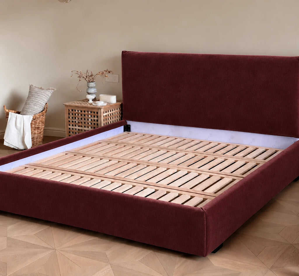 Custom Bed Frame Cover — Performance HH200 · Deep Burgundy