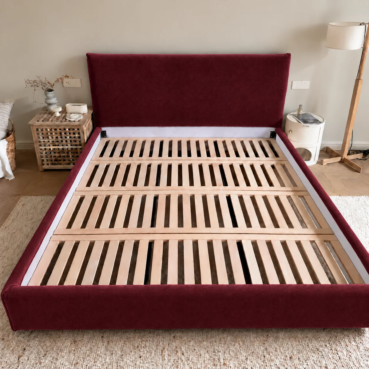 Custom Bed Frame Cover — Performance HH200 · Deep Burgundy