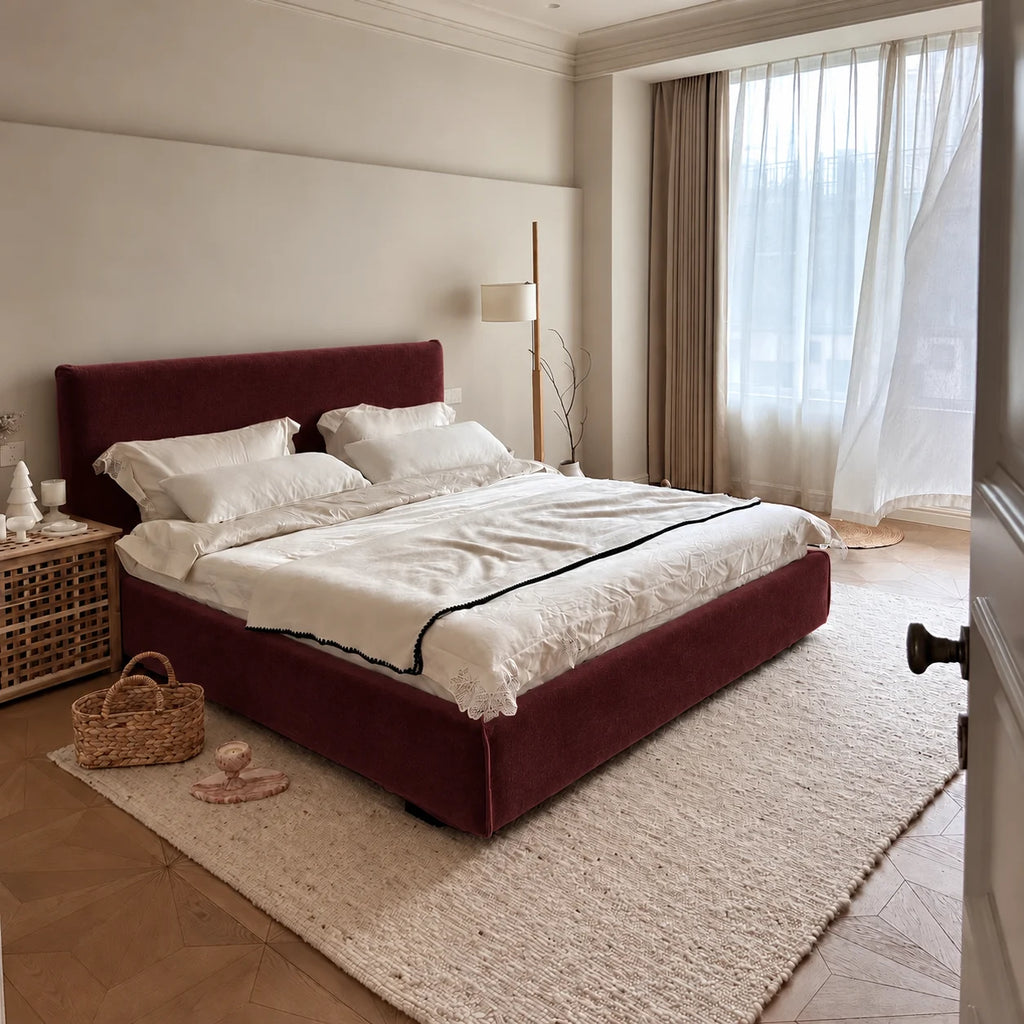 Custom Bed Frame Cover — Performance HH200 · Deep Burgundy