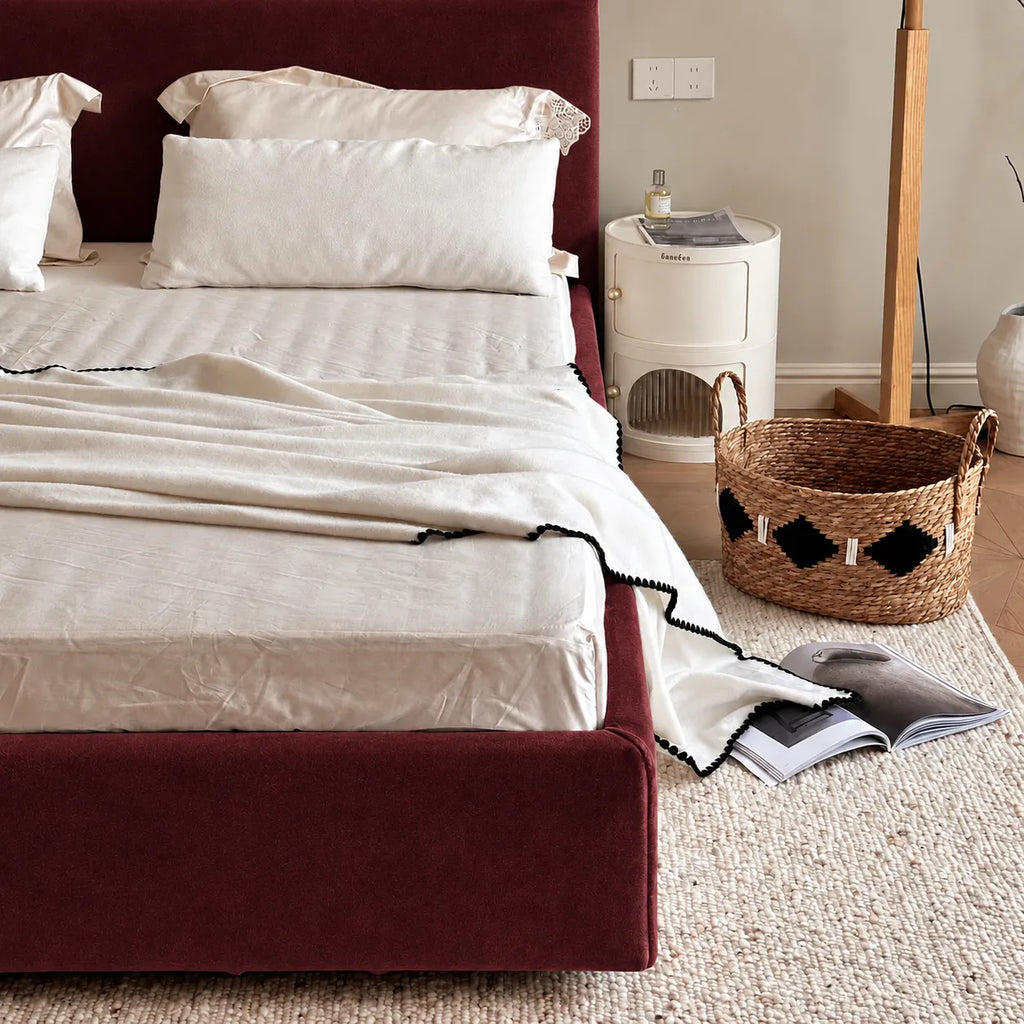 Custom Bed Frame Cover — Performance HH200 · Deep Burgundy