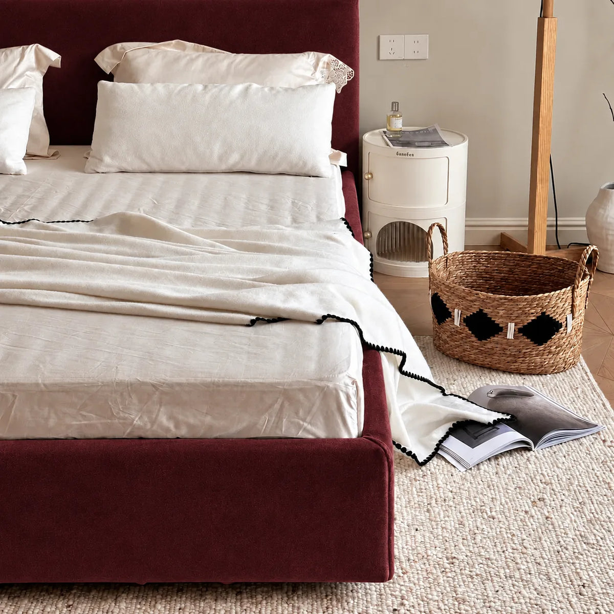 Custom Bed Frame Cover — Performance HH200 · Deep Burgundy