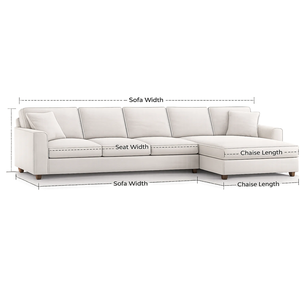 Custom Slipcover for 4-Seat sofa with Chaise Sectional