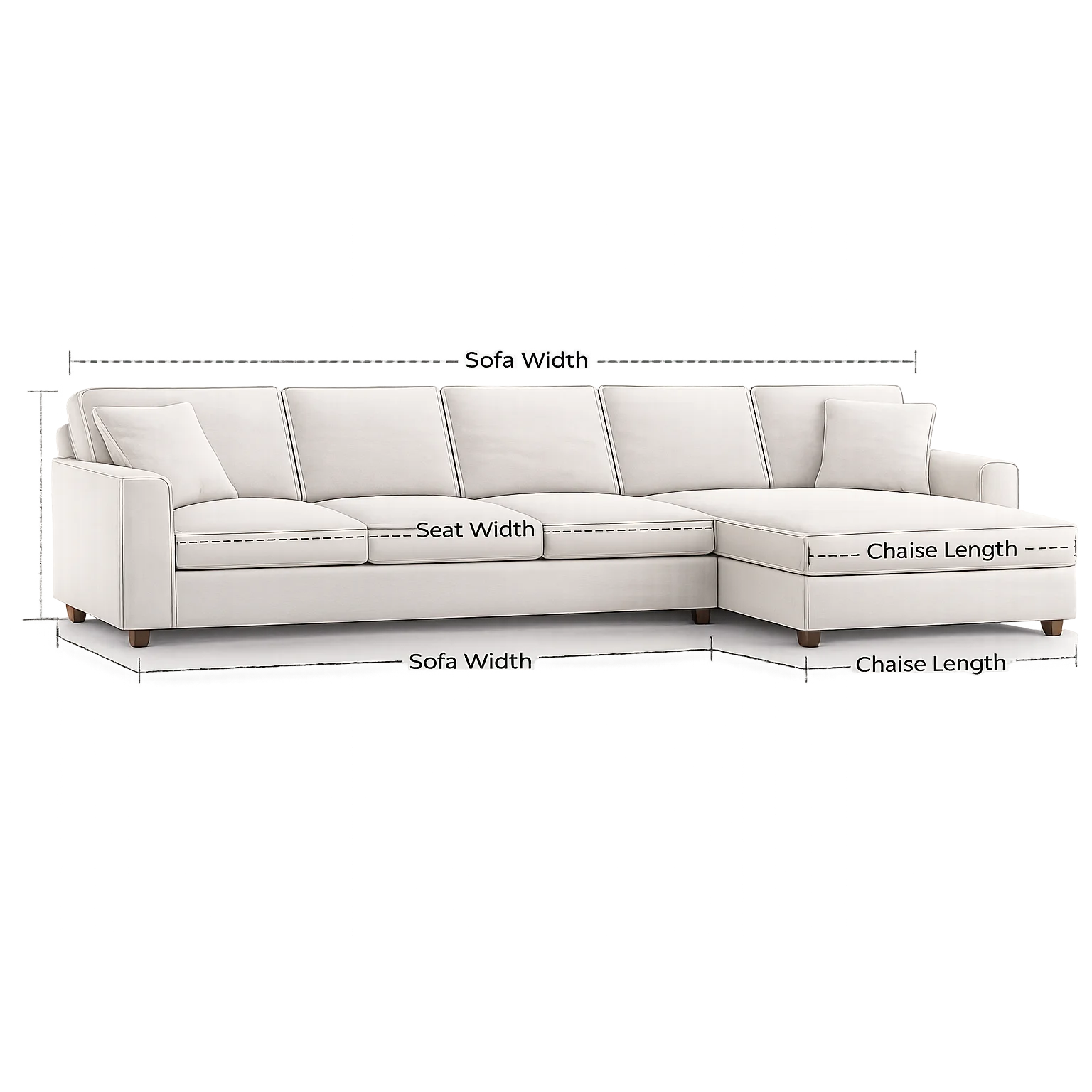 Custom Slipcover for 4-Seat sofa with Chaise Sectional