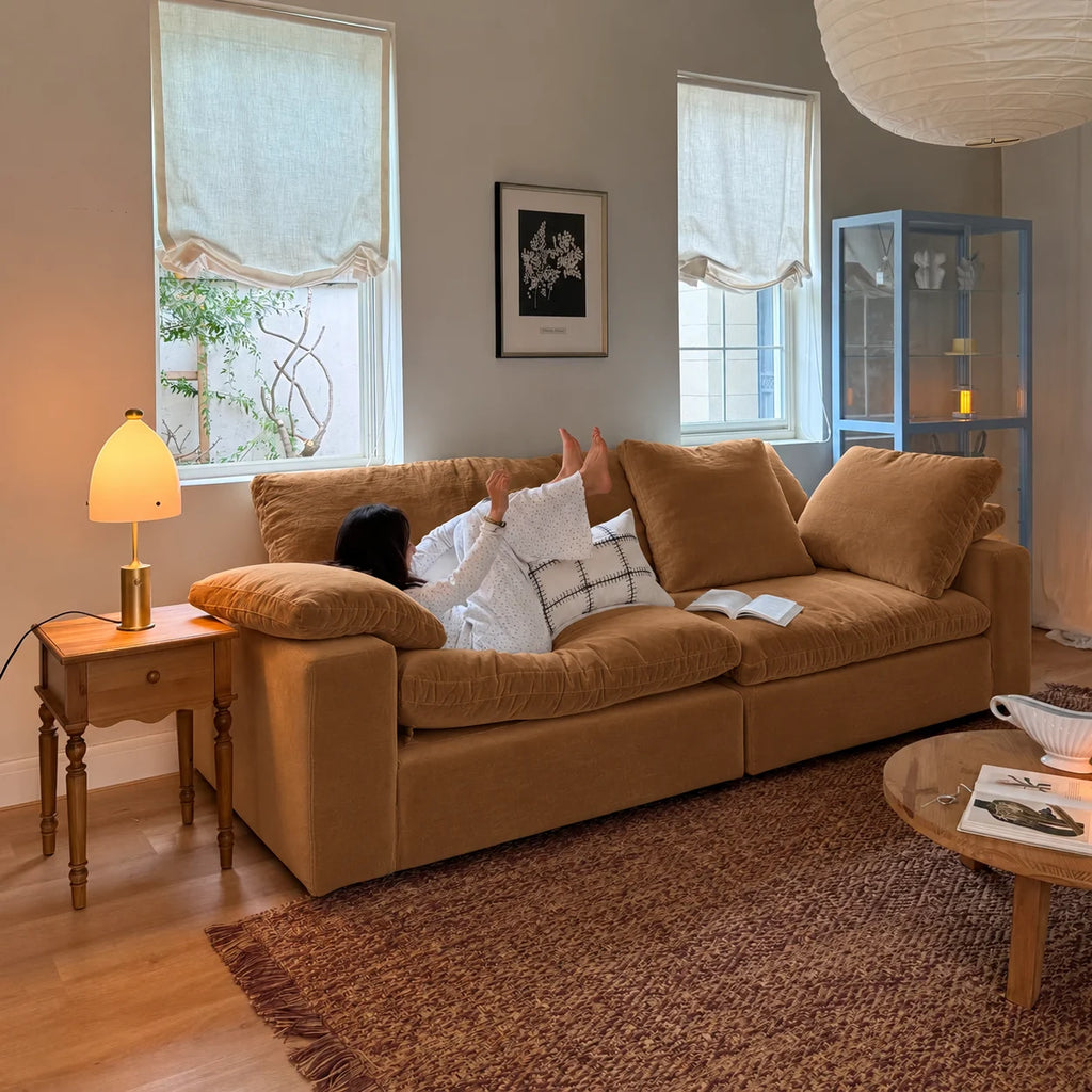 Custom Sofa Slipcover — Performance HH200 · Caramel