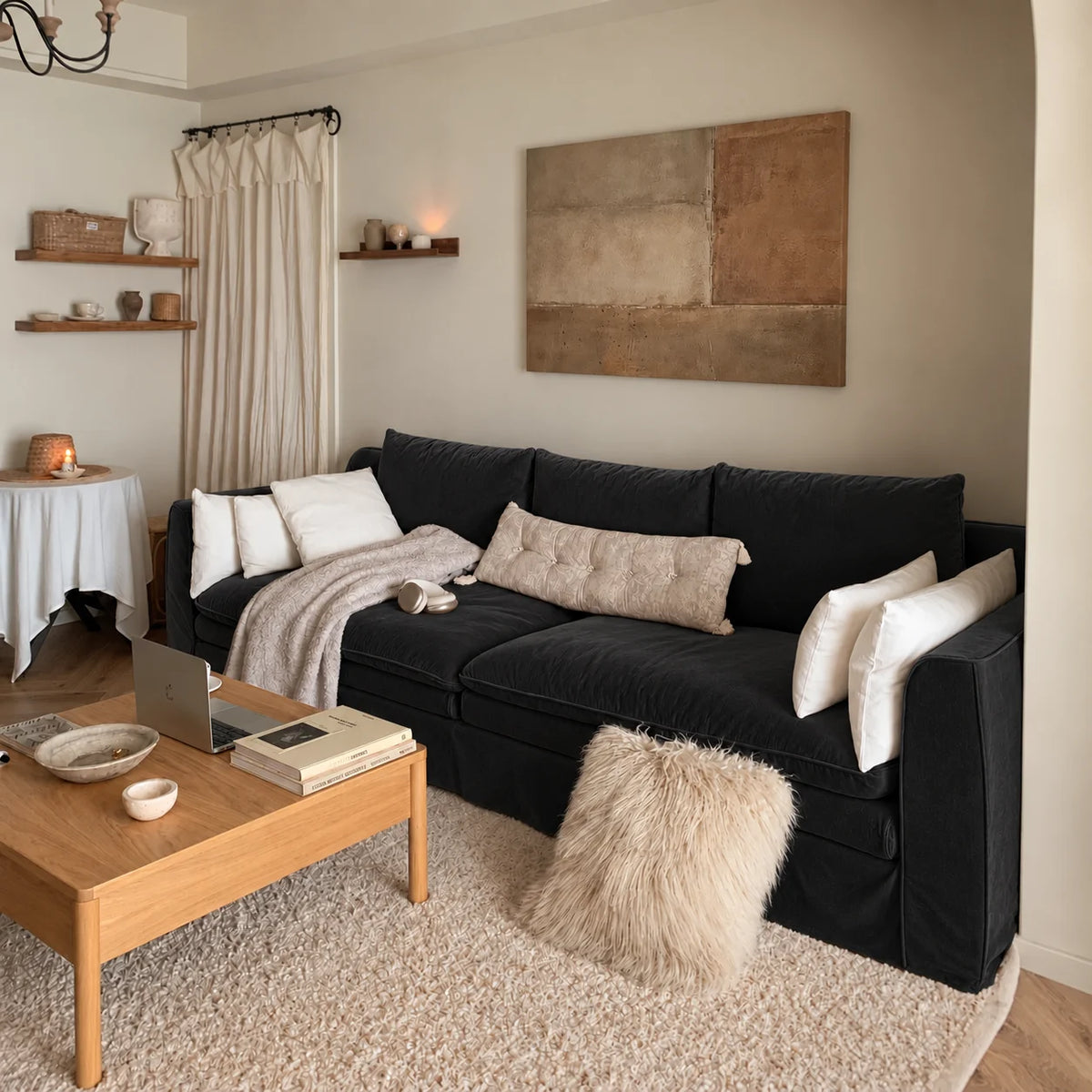 Custom Sofa Slipcover — Performance HH200 · Charcoal