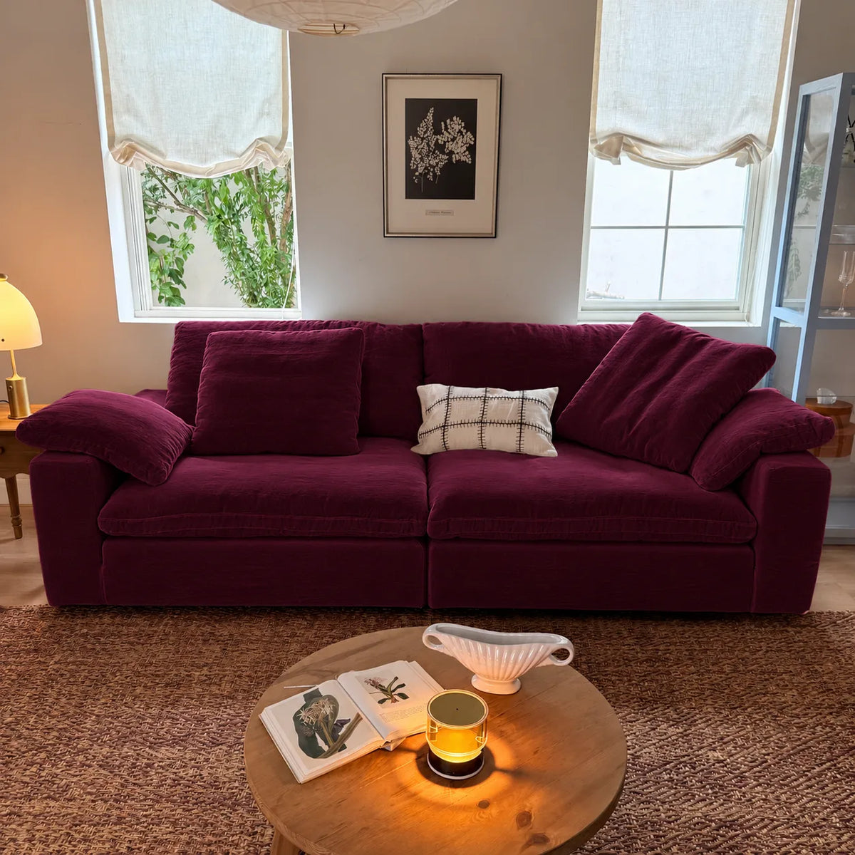 Custom Sofa Slipcover — Performance HH200 · Deep Burgundy Plum