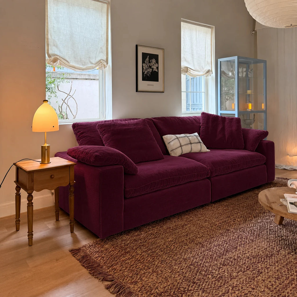 Custom Sofa Slipcover — Performance HH200 · Deep Burgundy Plum