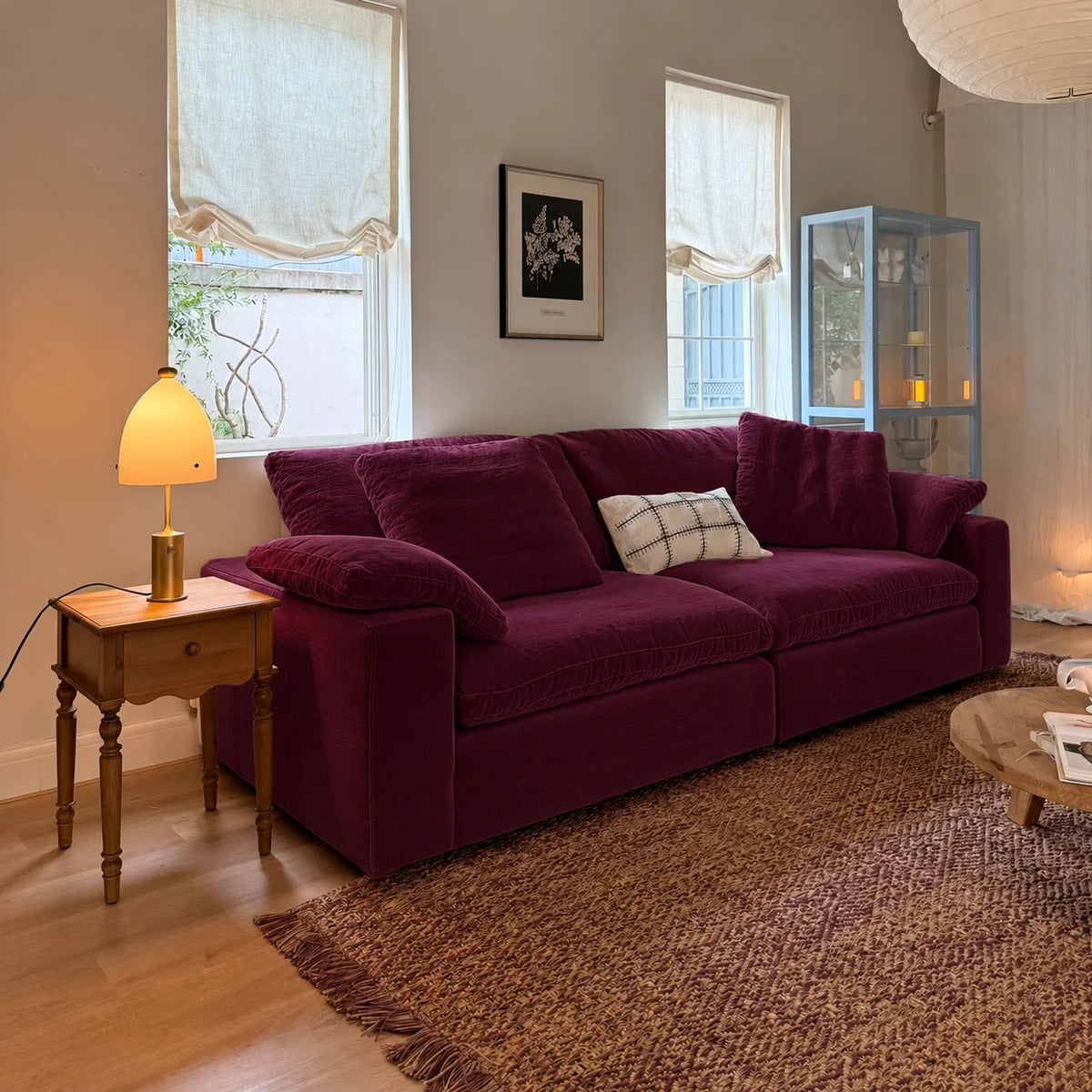 Custom Sofa Slipcover — Performance HH200 · Deep Burgundy Plum