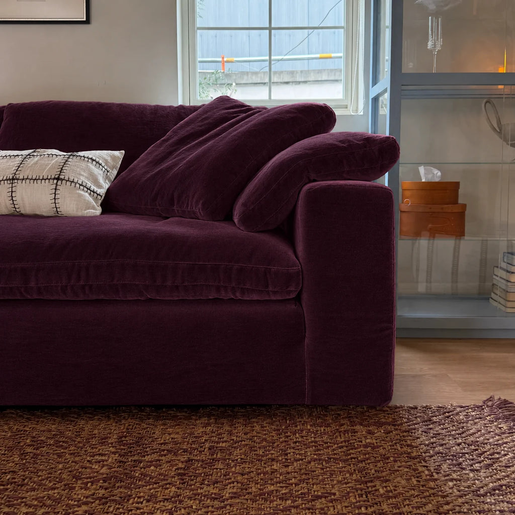 Custom Sofa Slipcover — Performance HH200 · Deep Burgundy Plum