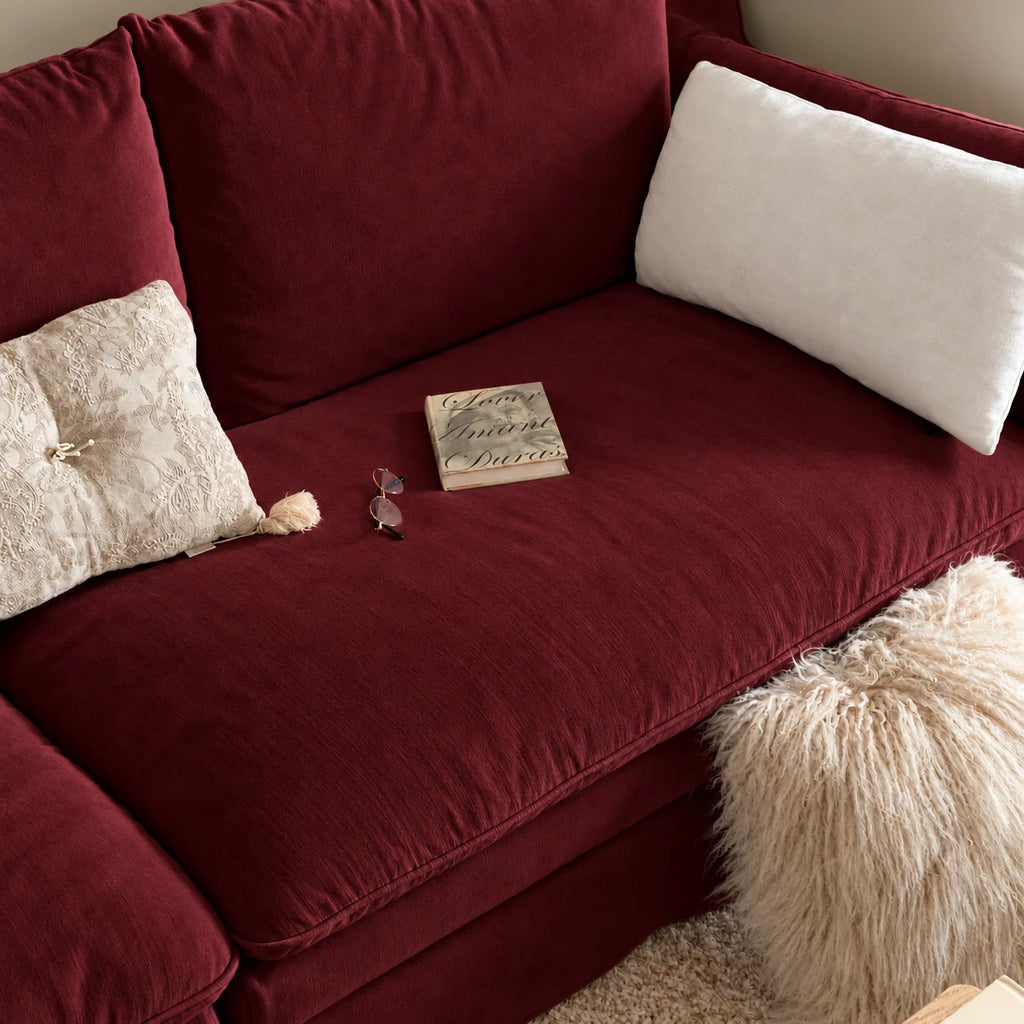 Custom Sofa Slipcover — Performance HH200 · Deep Burgundy