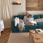 Custom Sofa Slipcover — Performance HH200 · Deep Teal Green
