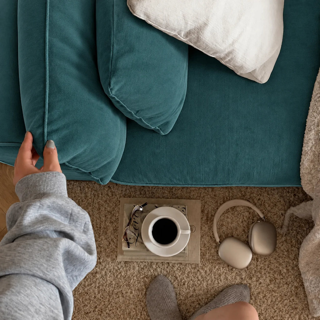 Custom Sofa Slipcover — Performance HH200 · Deep Teal Green