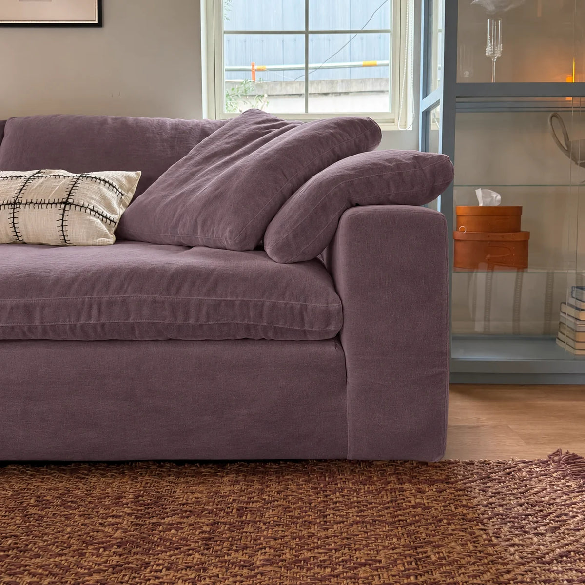 Custom Sofa Slipcover — Performance HH200 · Dusty Plum