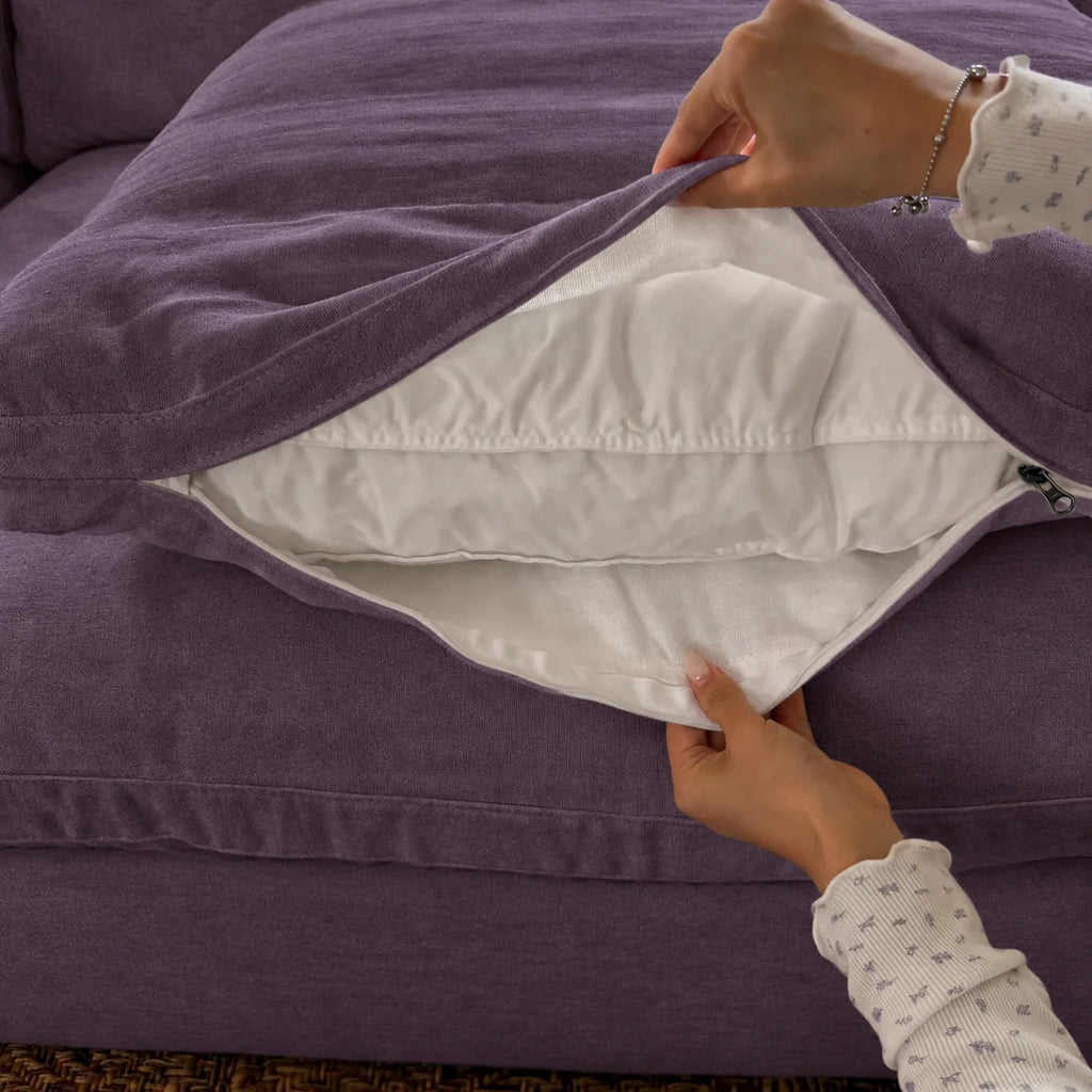 Custom Sofa Slipcover — Performance HH200 · Dusty Plum