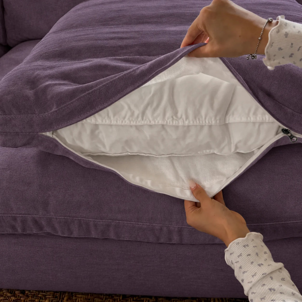 Custom Sofa Slipcover — Performance HH200 · Dusty Plum