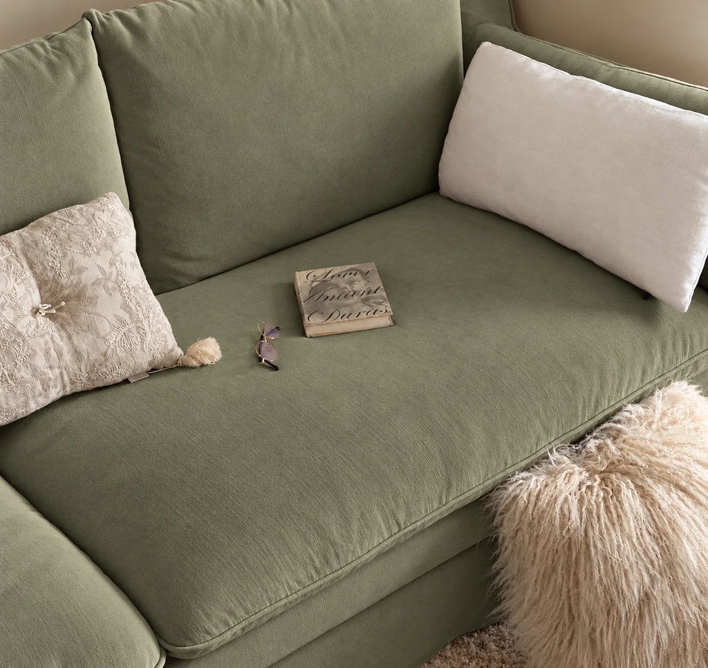 Custom Sofa Slipcover — Performance HH200 · Muted Sage Olive