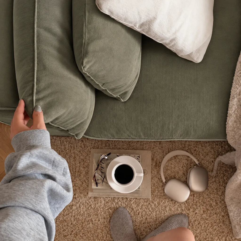 Custom Sofa Slipcover — Performance HH200 · Muted Sage Olive