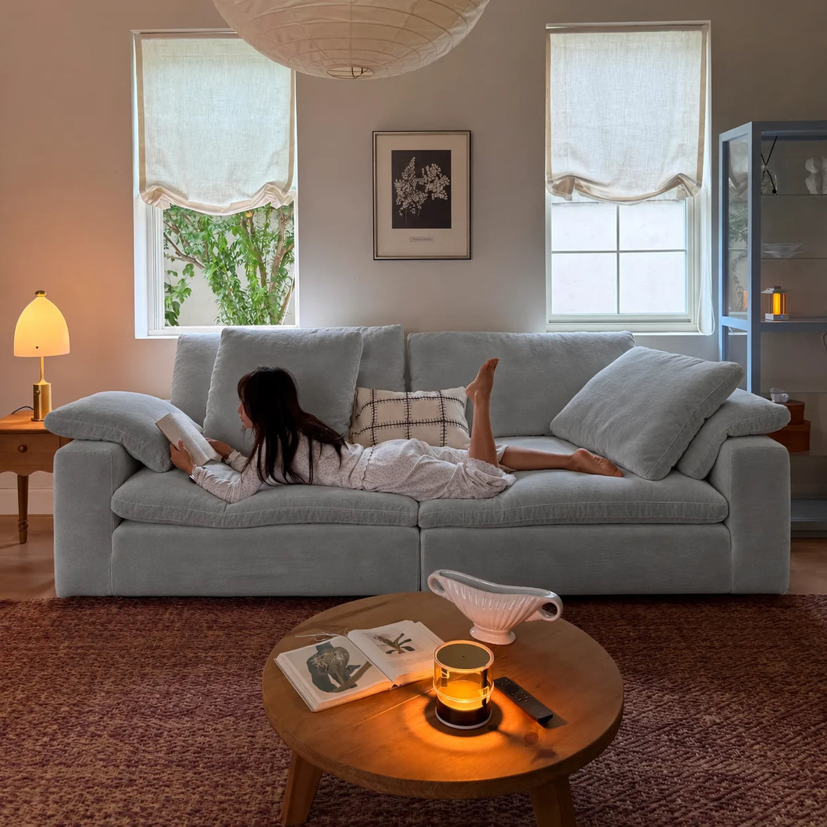 Custom Sofa Slipcover — Performance HH200 · Soft Silver Gray