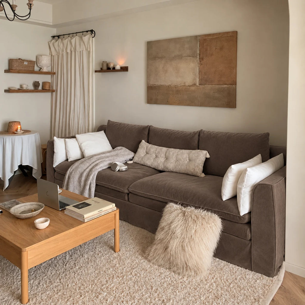 Custom Sofa Slipcover — Performance HH200 · Taupe