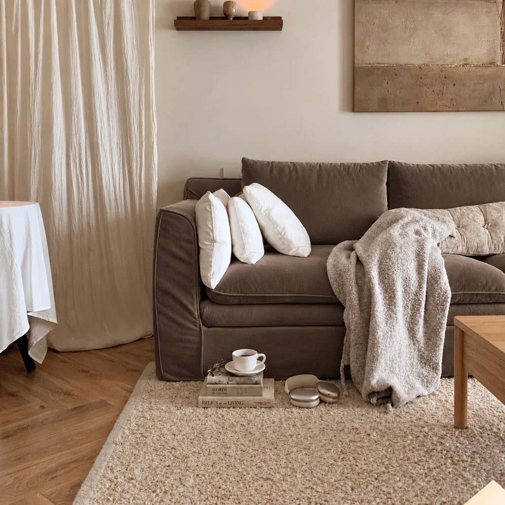Custom Sofa Slipcover — Performance HH200 · Taupe