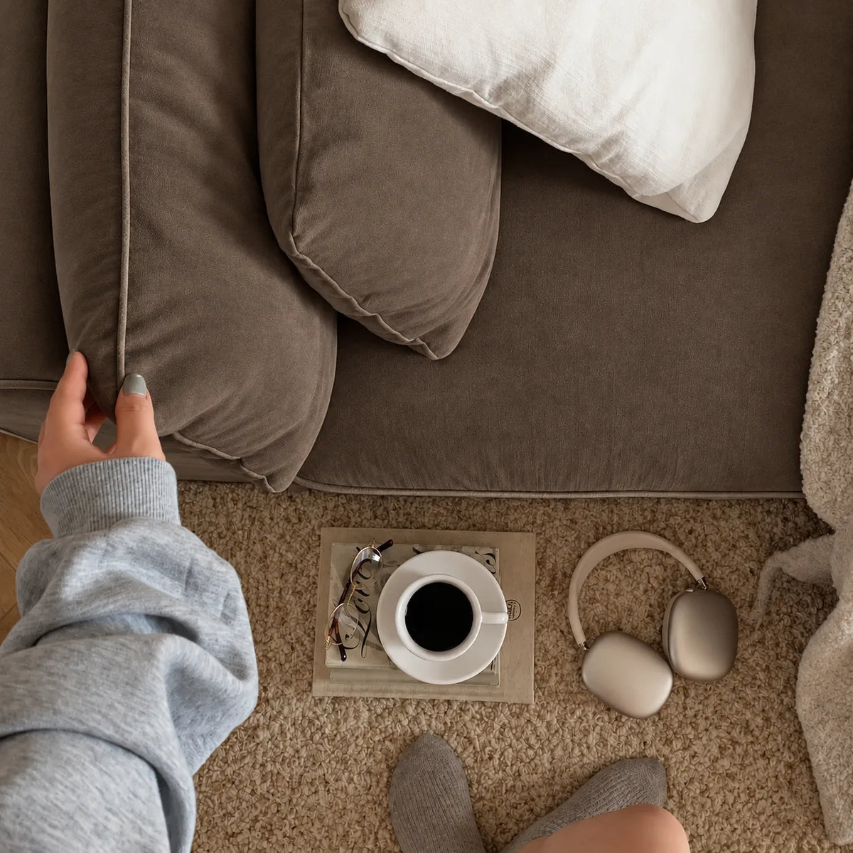 Custom Sofa Slipcover — Performance HH200 · Taupe