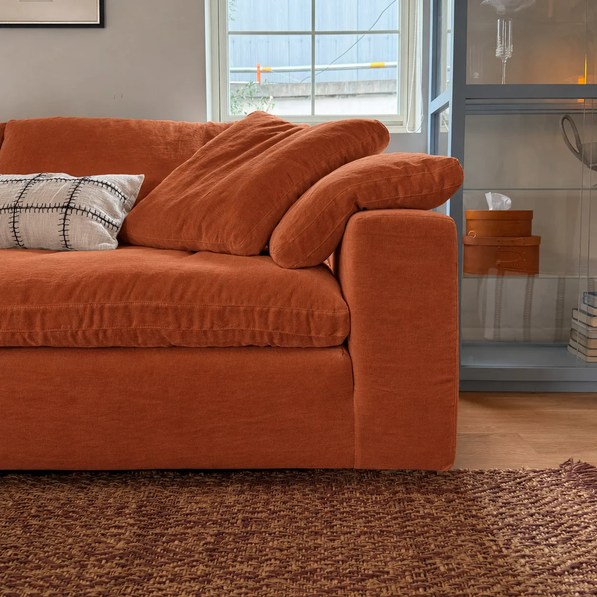 Custom Sofa Slipcover — Performance HH200 · Terracotta