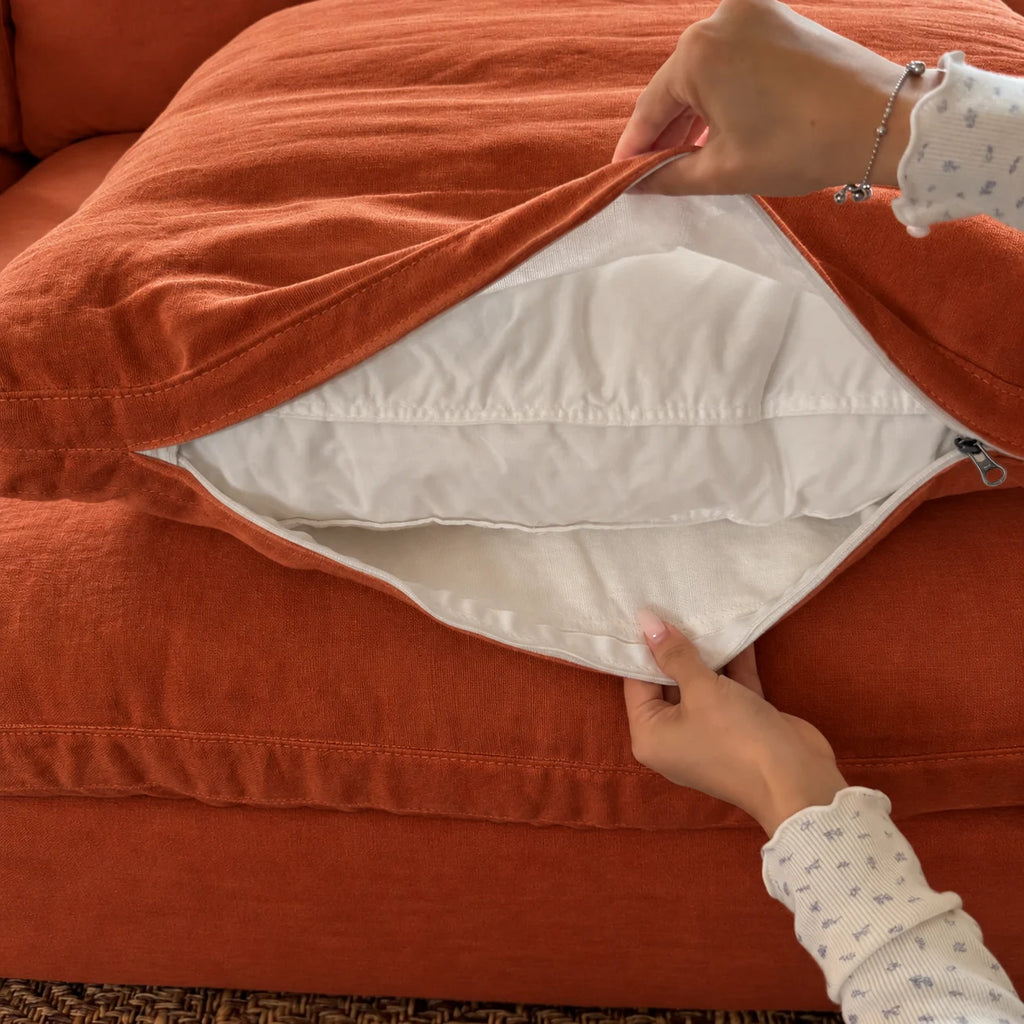 Custom Sofa Slipcover — Performance HH200 · Terracotta