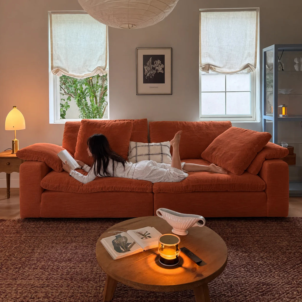 Custom Sofa Slipcover — Performance HH200 · Terracotta
