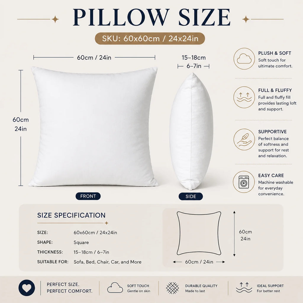 60 × 60 cm (24 × 24") Custom Throw Pillow Cover