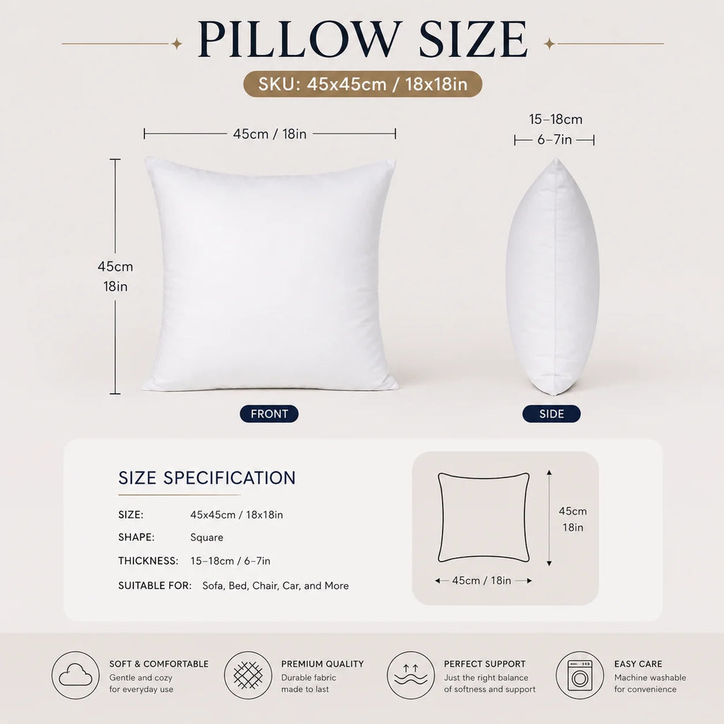 45 × 45 cm (18 × 18") Custom Throw Pillow Cover