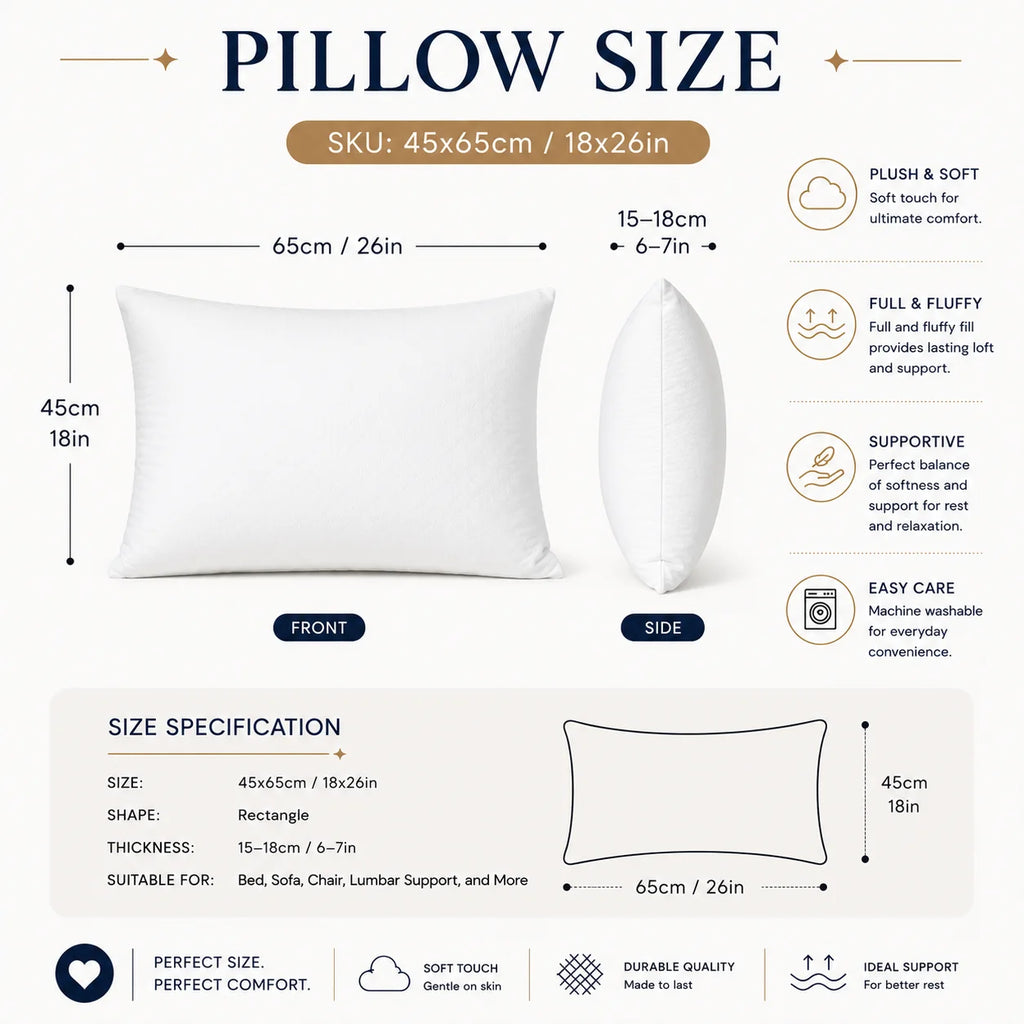 45 × 65 cm (18 × 26") Custom Throw Pillow Cover