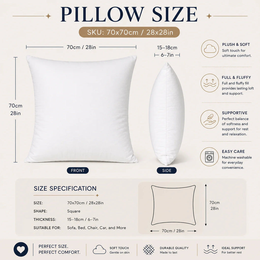 70 × 70 cm (28 × 28") Custom Throw Pillow Cover