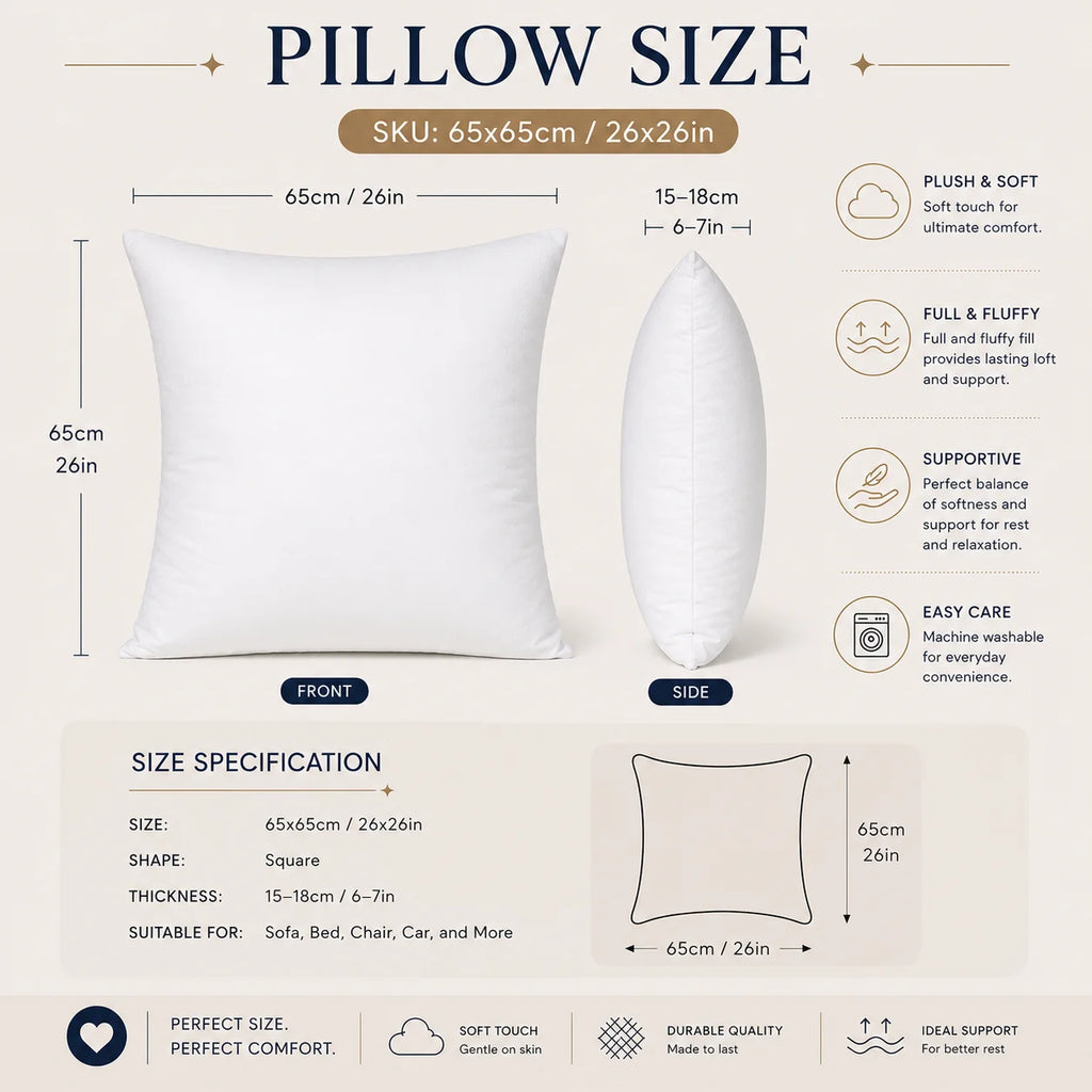 65 × 65 cm (26 × 26") Custom Throw Pillow Cover