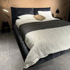 Custom Bed Frame Cover — Blossom · Onyx Noir