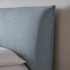 Custom Bed Frame Cover — Elara Flax · Alpine Mist