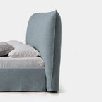 Custom Bed Frame Cover — Elara Flax · Alpine Mist