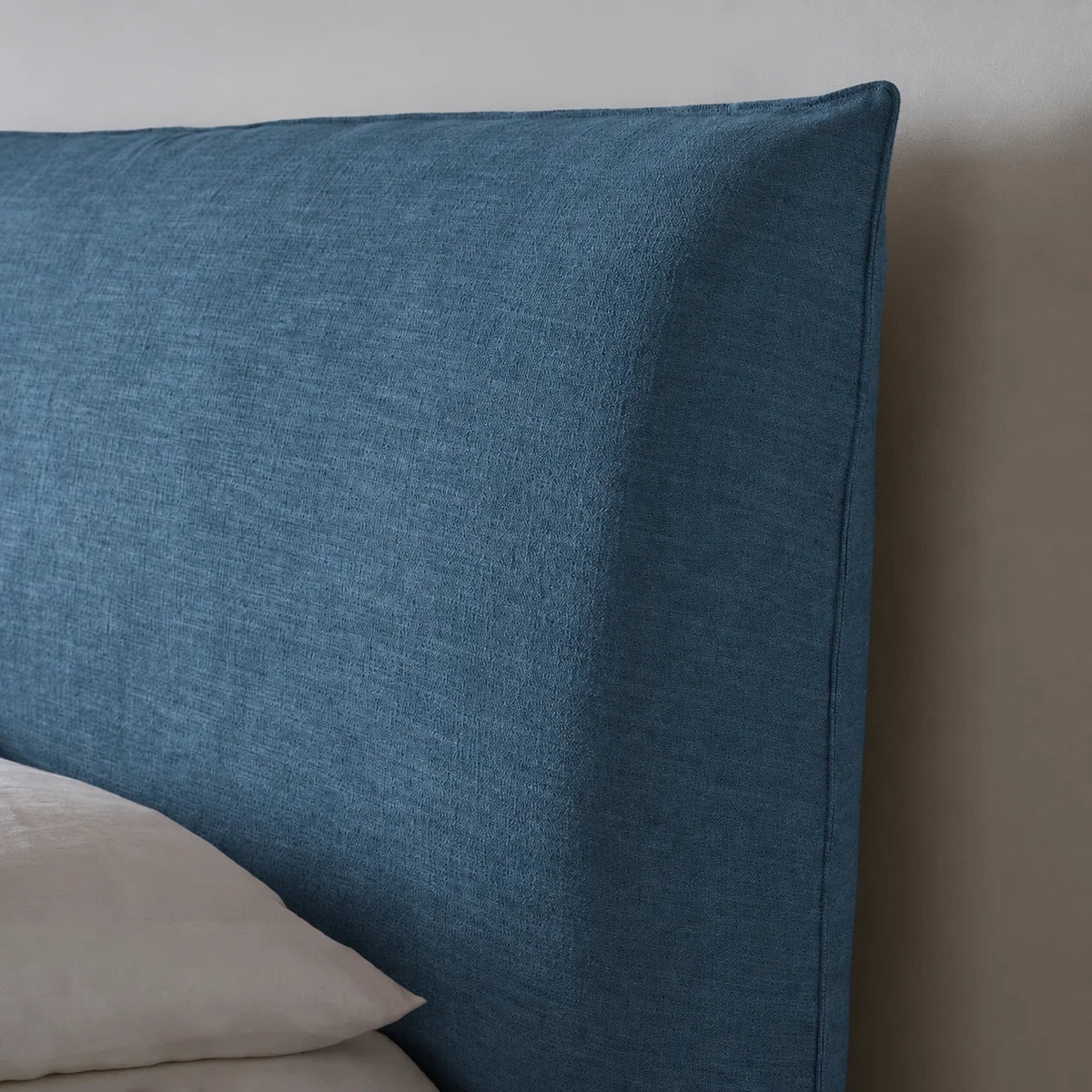 Custom Bed Frame Cover — Elara Flax · Celadon Whisper