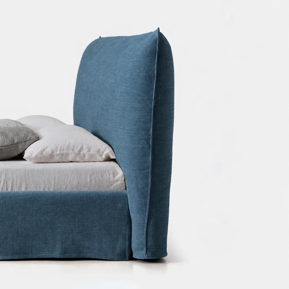 Custom Bed Frame Cover — Elara Flax · Celadon Whisper