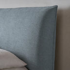 Custom Bed Frame Cover — Elara Flax · Celeste Blue